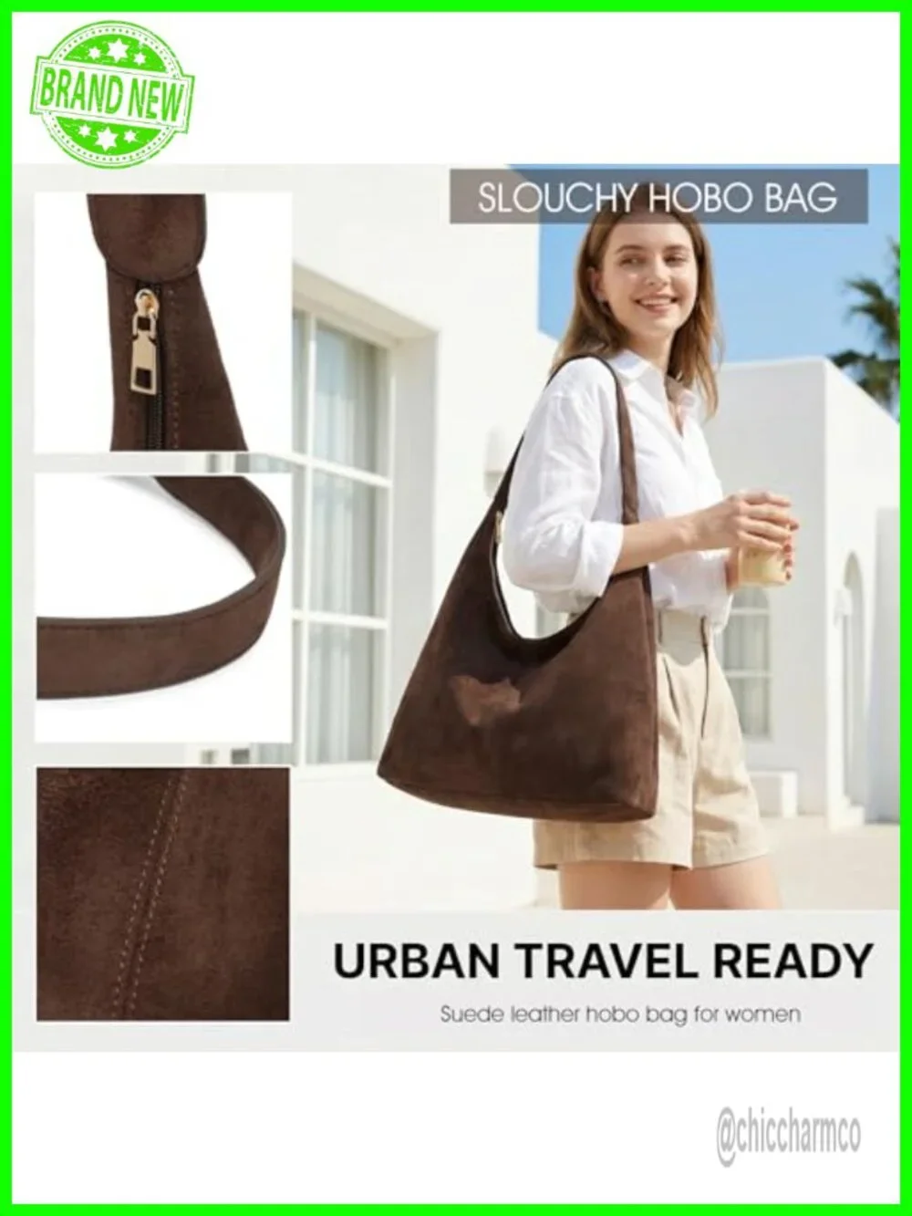 Slouchy Faux Suede Hobo Bag with Removable Pouch